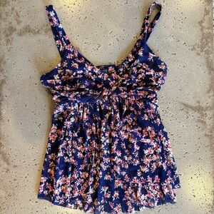 Express Navy Floral Tank Top